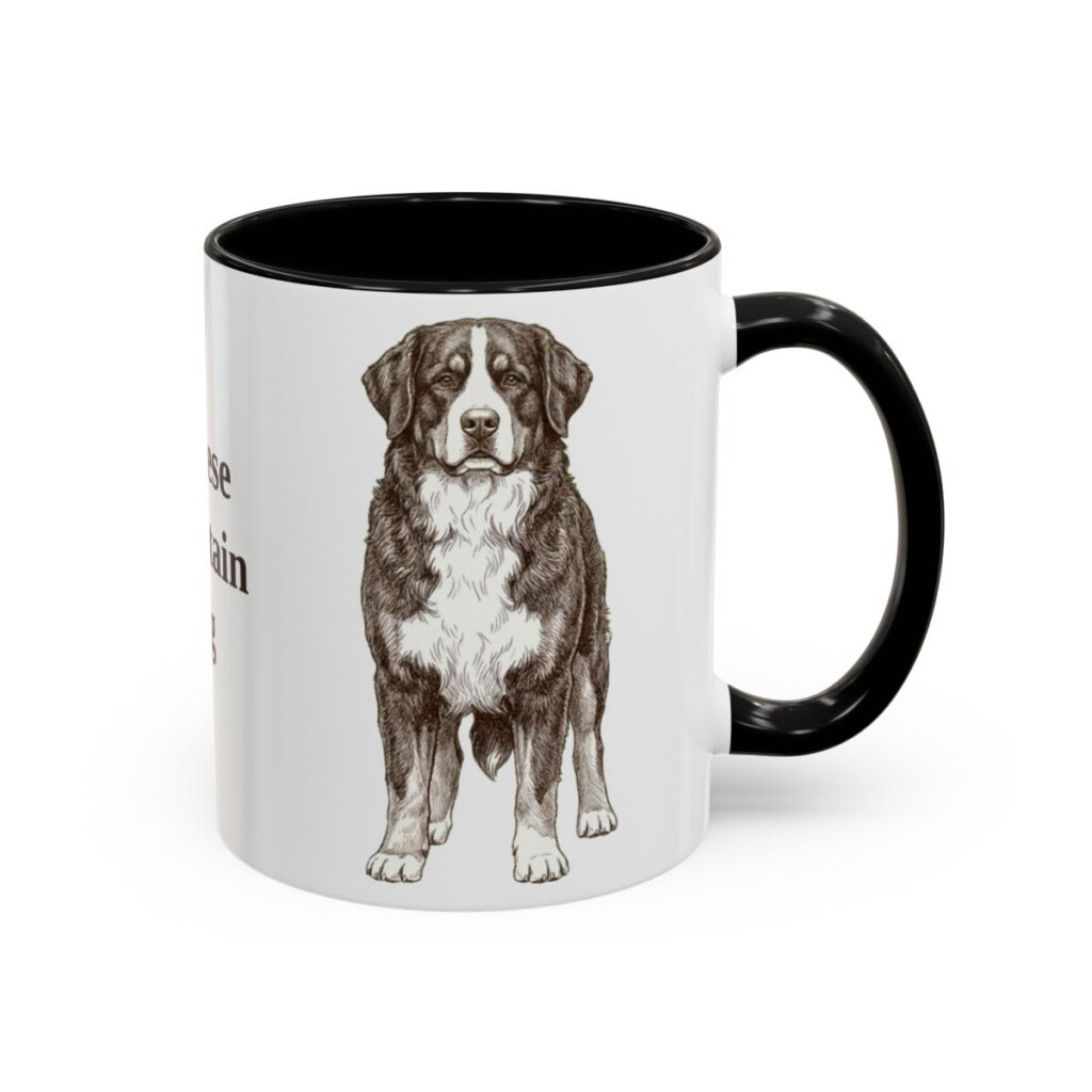 bernese-mountain-dog-mug-black-right-1 11oz Bernese Mountain Dog Mug, Vintage Dog Portrait Coffee Mug, Dog Lover Gift