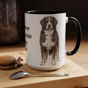 15oz Bernese Mountain Dog Dog Dad Mug, Vintage Sketch Coffee Mug, Dog Dad Gift