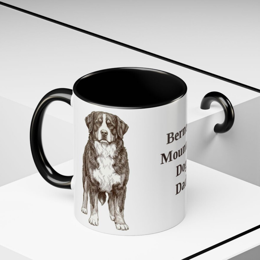 11oz Bernese Mountain Dog Dog Dad Mug, Vintage Sketch Coffee Mug, Dog Dad Gift