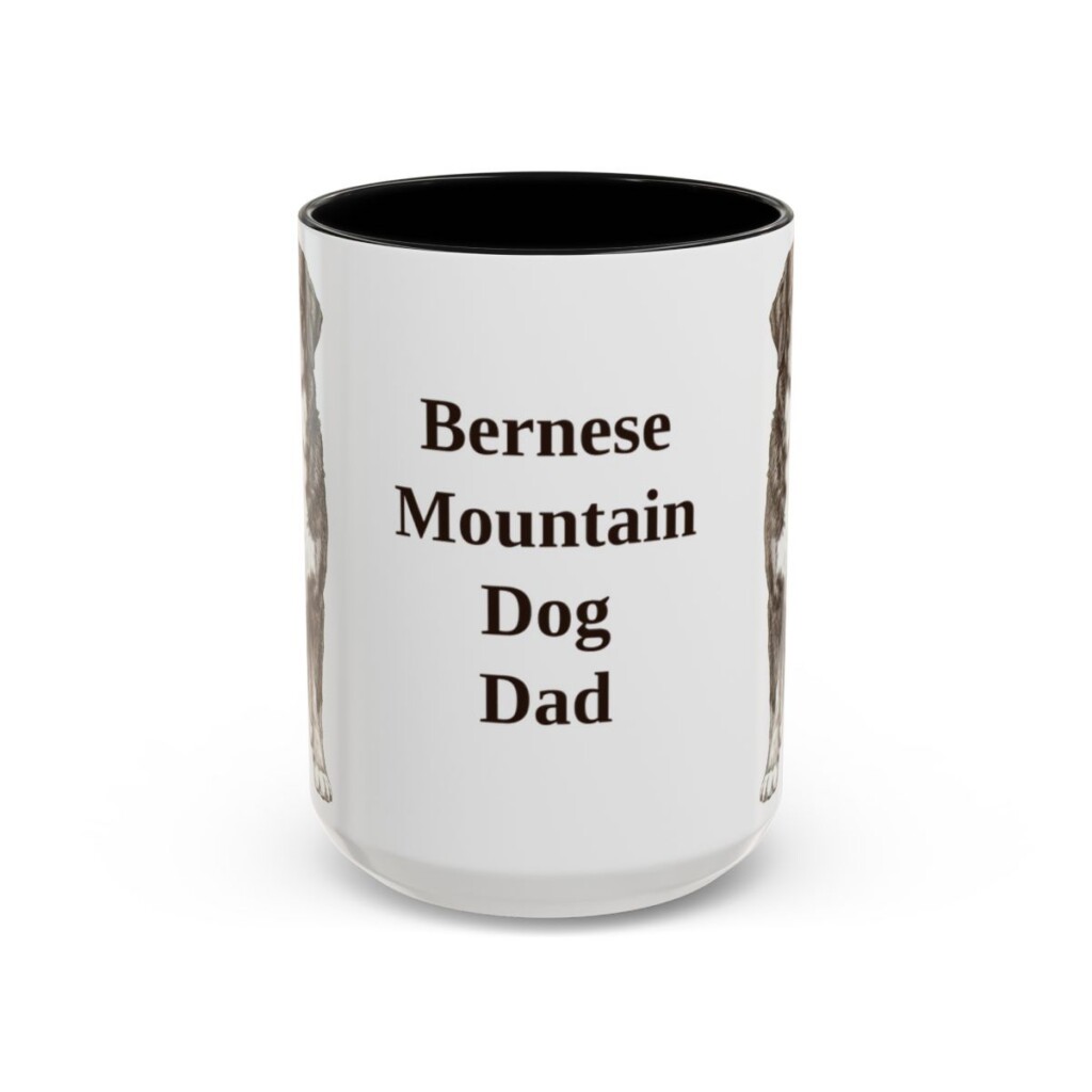 bernese-mountain-dog-mug-dad-black-front-3 15oz Bernese Mountain Dog Dog Dad Mug, Vintage Sketch Coffee Mug, Dog Dad Gift