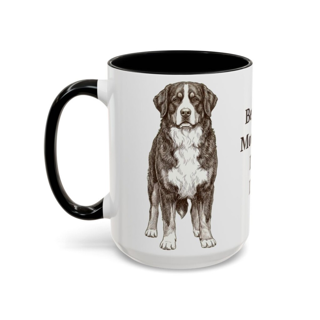 bernese-mountain-dog-mug-dad-black-left-3 15oz Bernese Mountain Dog Dog Dad Mug, Vintage Sketch Coffee Mug, Dog Dad Gift