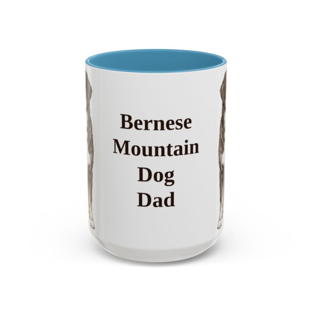 bernese-mountain-dog-mug-dad-light-blue-3 15oz Bernese Mountain Dog Dog Dad Mug, Vintage Sketch Coffee Mug, Dog Dad Gift