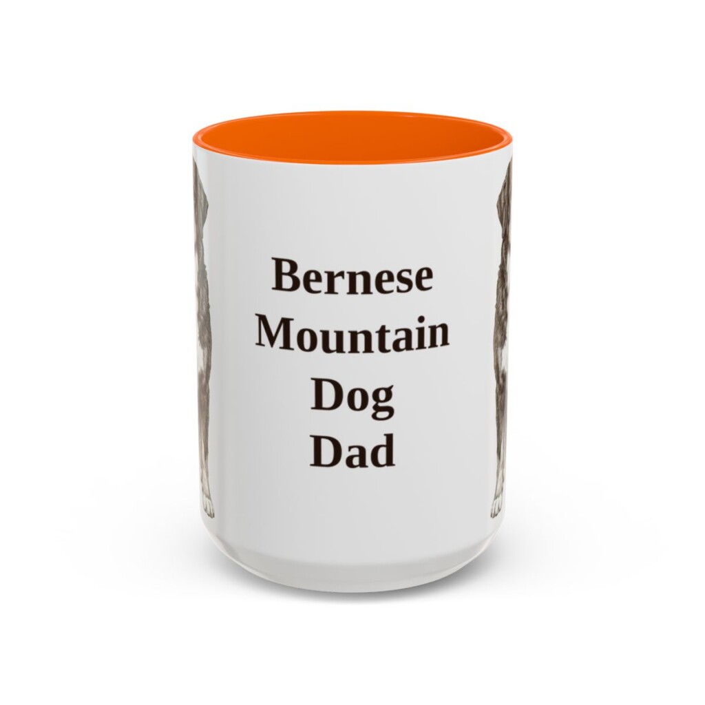 bernese-mountain-dog-mug-dad-orange-3 15oz Bernese Mountain Dog Dog Dad Mug, Vintage Sketch Coffee Mug, Dog Dad Gift