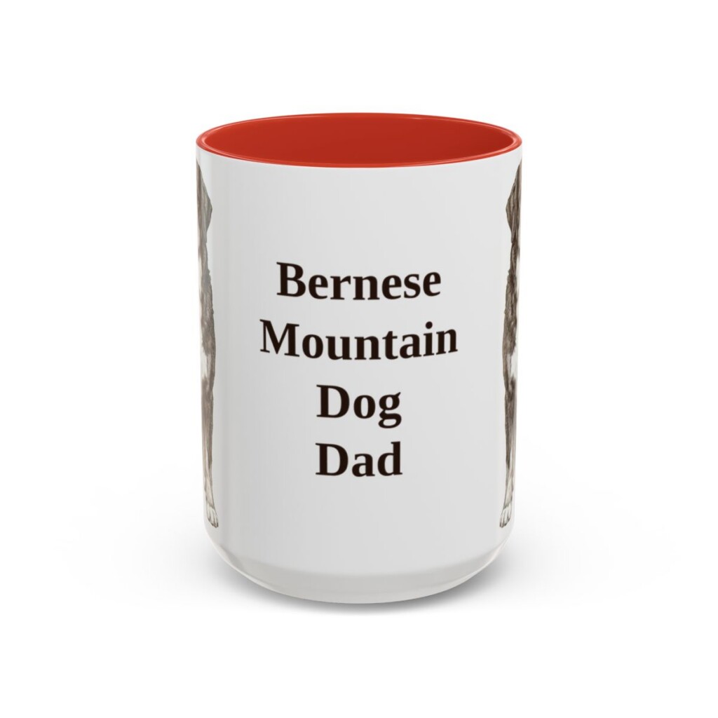 bernese-mountain-dog-mug-dad-red-3 15oz Bernese Mountain Dog Dog Dad Mug, Vintage Sketch Coffee Mug, Dog Dad Gift