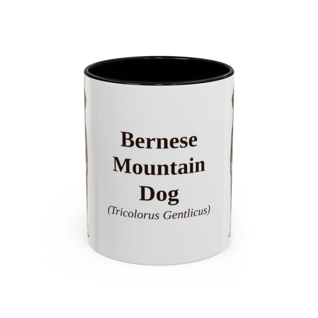 bernese-mountain-dog-mug-latin-black-front-1 11oz Bernese Mountain Dog Latin Mug, Bernese Mountain Dog, Vintage Dog Coffee Mug, Dog Lover Gift