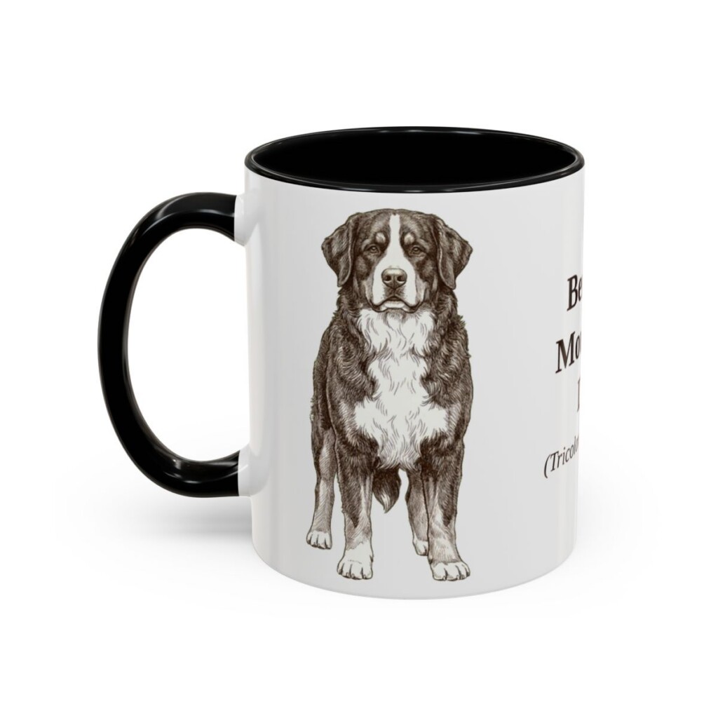 bernese-mountain-dog-mug-latin-black-left-1 11oz Bernese Mountain Dog Latin Mug, Bernese Mountain Dog, Vintage Dog Coffee Mug, Dog Lover Gift
