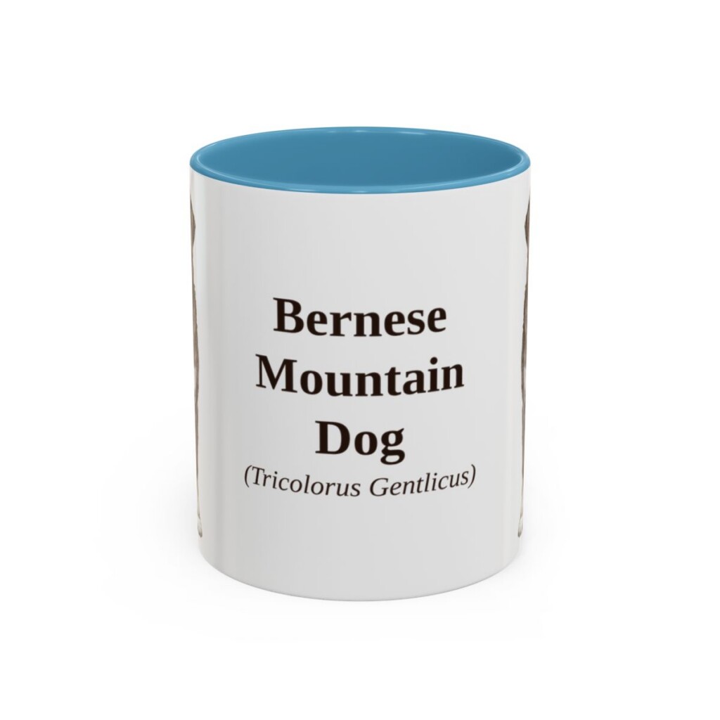 bernese-mountain-dog-mug-latin-light-blue-1 11oz Bernese Mountain Dog Latin Mug, Bernese Mountain Dog, Vintage Dog Coffee Mug, Dog Lover Gift
