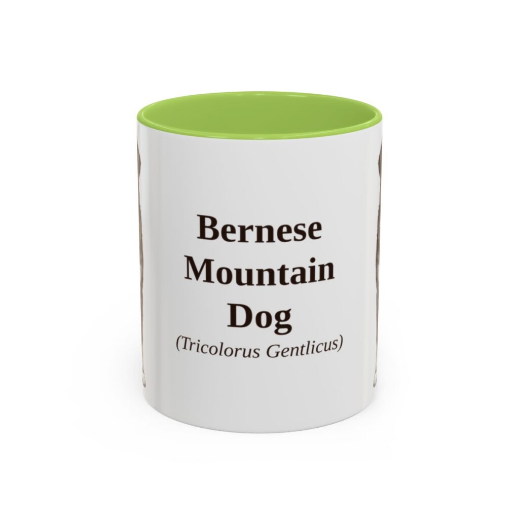 bernese-mountain-dog-mug-latin-light-green-1 11oz Bernese Mountain Dog Latin Mug, Bernese Mountain Dog, Vintage Dog Coffee Mug, Dog Lover Gift