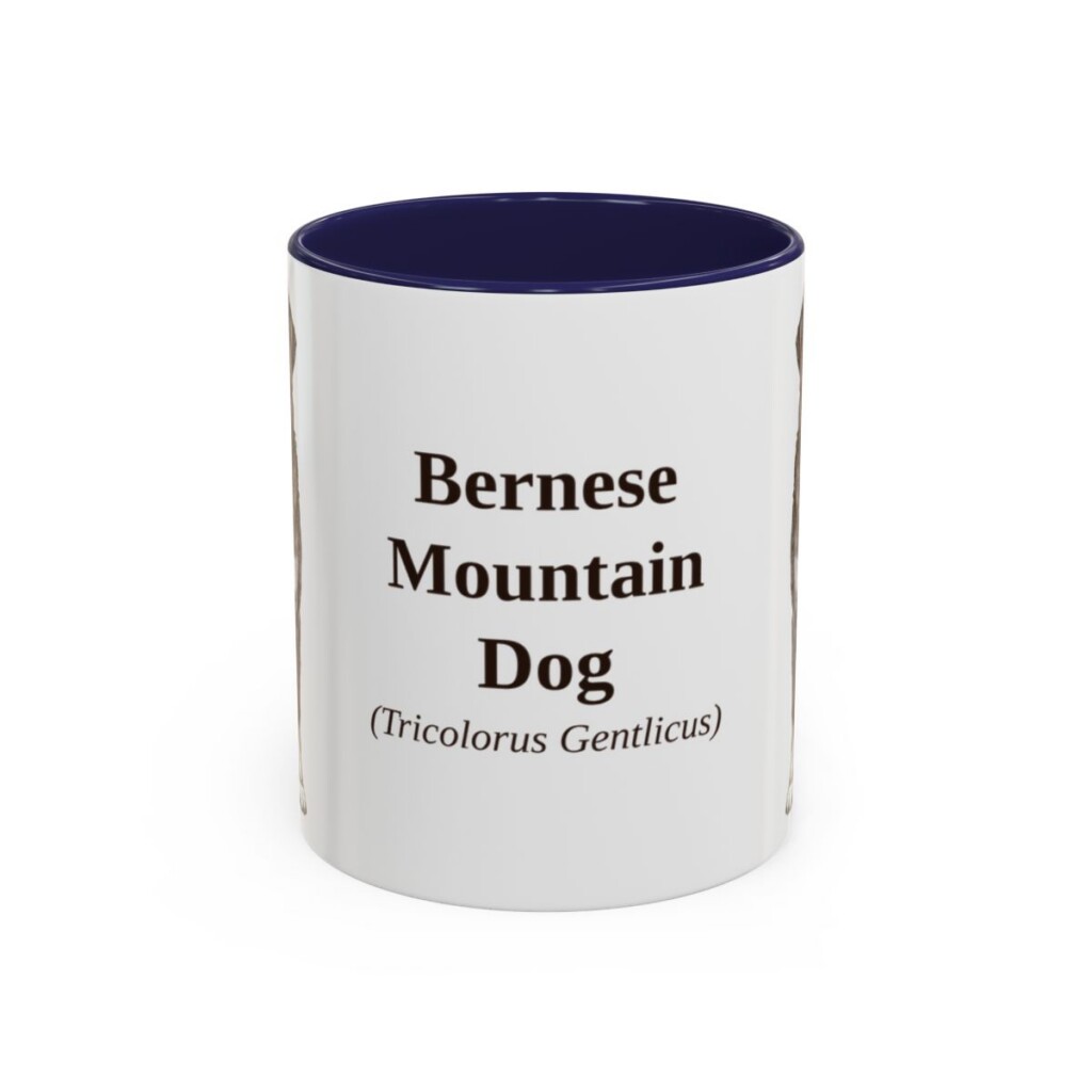 bernese-mountain-dog-mug-latin-navy-1 11oz Bernese Mountain Dog Latin Mug, Bernese Mountain Dog, Vintage Dog Coffee Mug, Dog Lover Gift