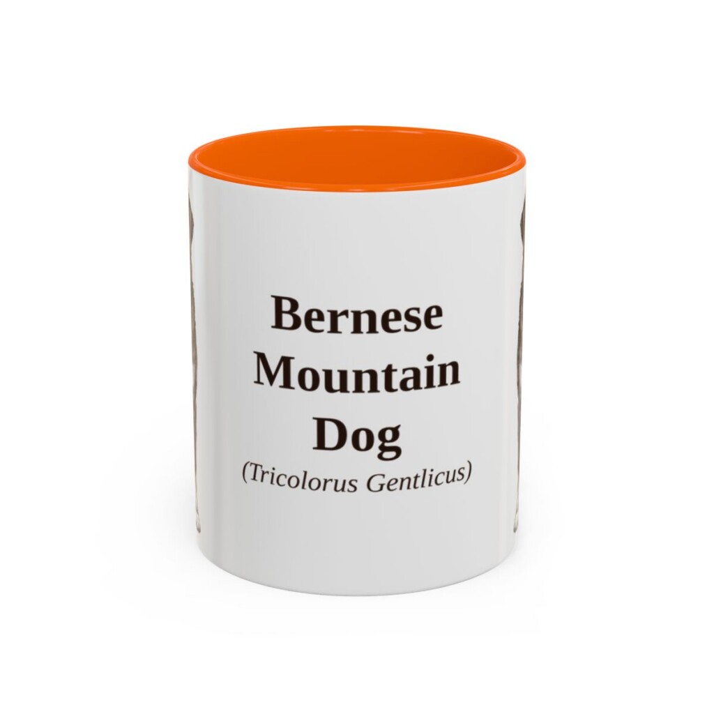 bernese-mountain-dog-mug-latin-orange-1 11oz Bernese Mountain Dog Latin Mug, Bernese Mountain Dog, Vintage Dog Coffee Mug, Dog Lover Gift