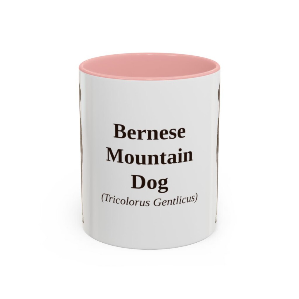 bernese-mountain-dog-mug-latin-pink-1 11oz Bernese Mountain Dog Latin Mug, Bernese Mountain Dog, Vintage Dog Coffee Mug, Dog Lover Gift