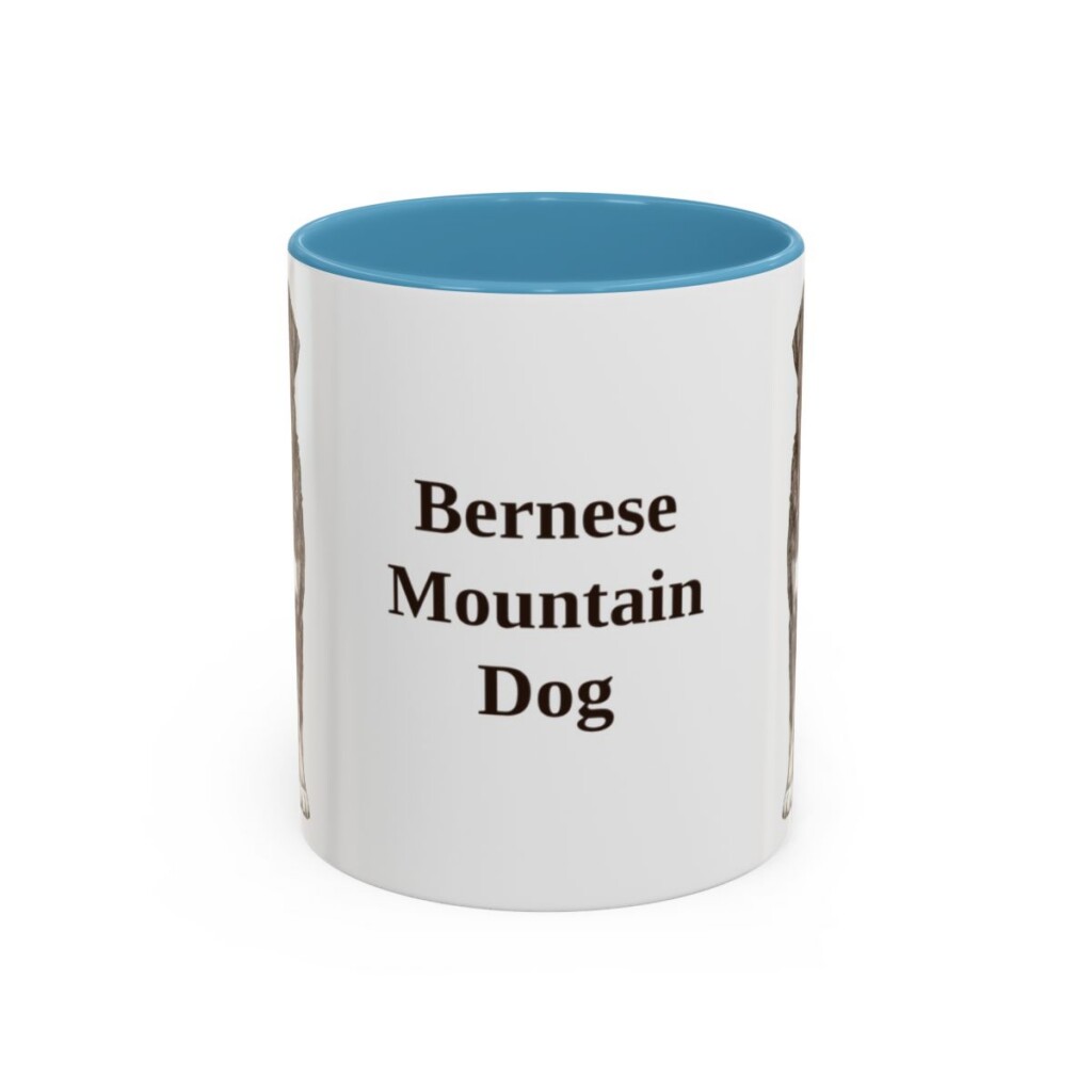 bernese-mountain-dog-mug-light-blue-1 11oz Bernese Mountain Dog Mug, Vintage Dog Portrait Coffee Mug, Dog Lover Gift
