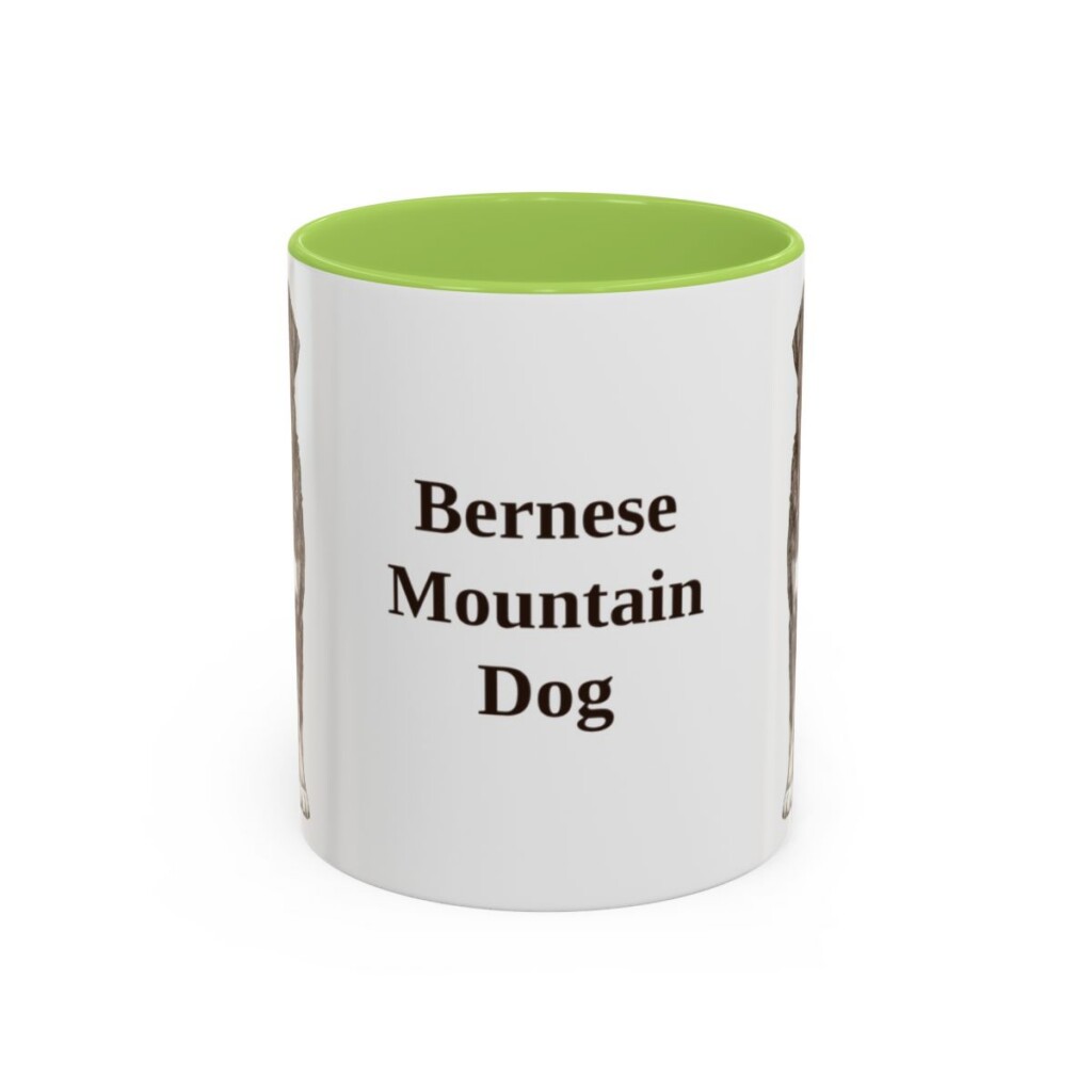 bernese-mountain-dog-mug-light-green-1 11oz Bernese Mountain Dog Mug, Vintage Dog Portrait Coffee Mug, Dog Lover Gift