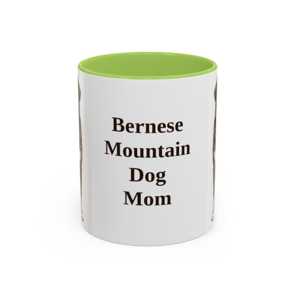 bernese-mountain-dog-mug-mom-light-green-1 11oz Bernese Mountain Dog Dog Mom Mug, Vintage Sketch Coffee Mug, Dog Mom Gift
