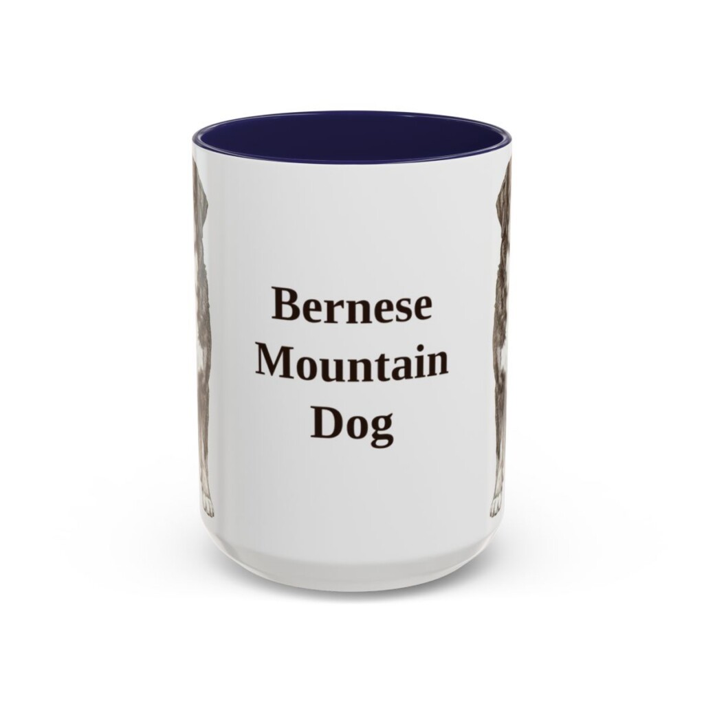 15oz Bernese Mountain Dog Mug, Vintage Dog Portrait Coffee Mug, Dog Lover Gift