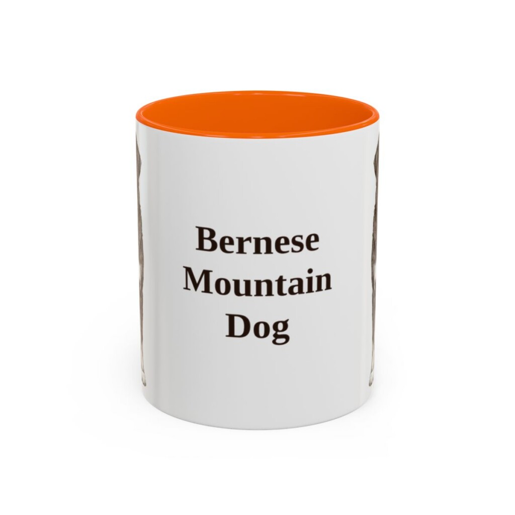 bernese-mountain-dog-mug-orange-1 11oz Bernese Mountain Dog Mug, Vintage Dog Portrait Coffee Mug, Dog Lover Gift