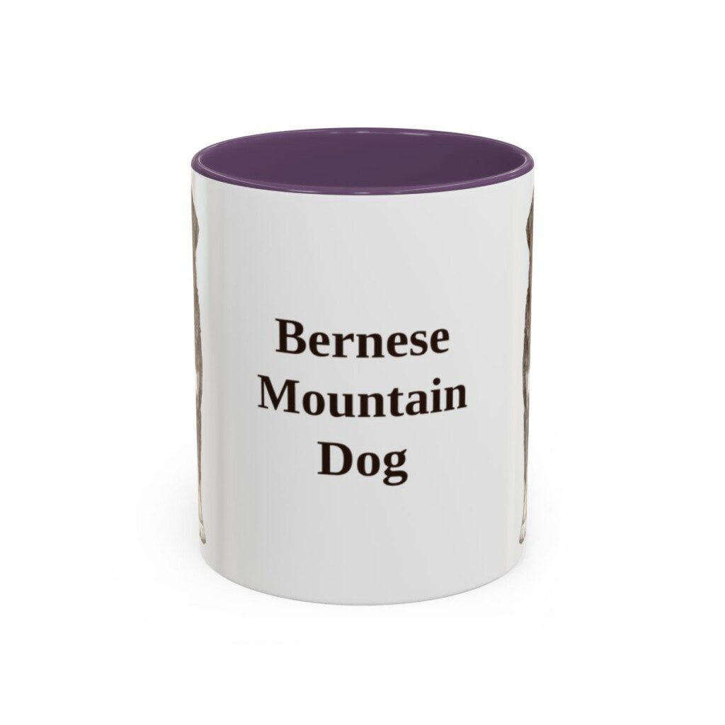bernese-mountain-dog-mug-purple-1 11oz Bernese Mountain Dog Mug, Vintage Dog Portrait Coffee Mug, Dog Lover Gift