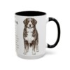15oz Bernese Mountain Dog Mug, Illustrated Dog Breed Facts Coffee Mug, Vintage Dog Keepsake Gift