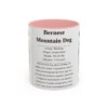 bernese-mountain-dog-mug-writeup-pink-1 11oz Bernese Mountain Dog Mug, Illustrated Dog Breed Facts Coffee Mug, Vintage Dog Keepsake Gift
