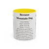 bernese-mountain-dog-mug-writeup-yellow-1 11oz Bernese Mountain Dog Mug, Illustrated Dog Breed Facts Coffee Mug, Vintage Dog Keepsake Gift