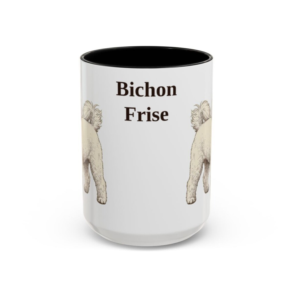 15oz Bichon Frise Mug, Vintage Dog Portrait Coffee Mug, Dog Lover Gift