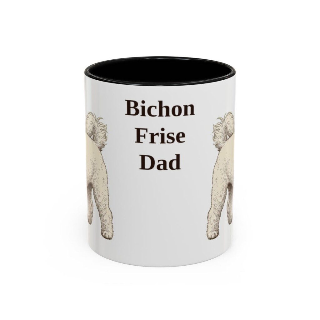 11oz Bichon Frise Dog Dad Mug, Vintage Sketch Coffee Mug, Dog Dad Gift