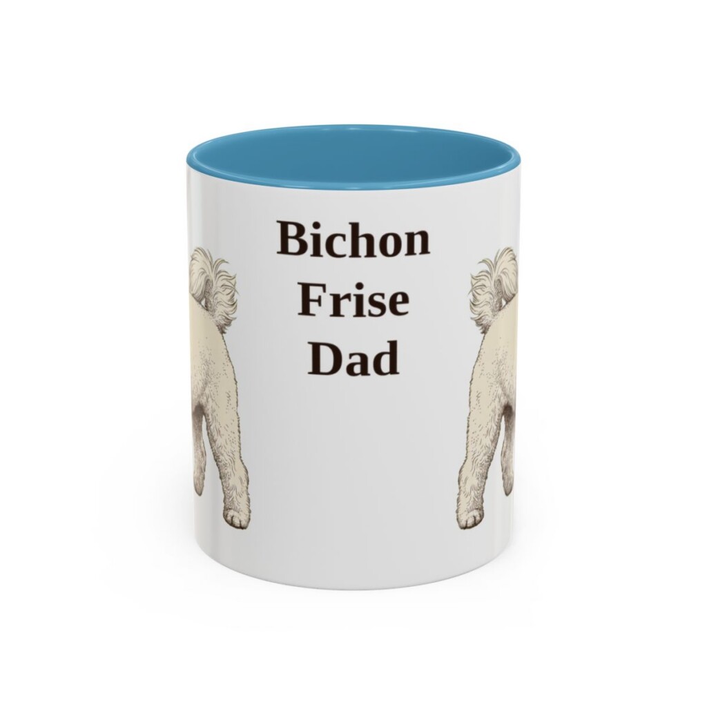 11oz Bichon Frise Dog Dad Mug, Vintage Sketch Coffee Mug, Dog Dad Gift