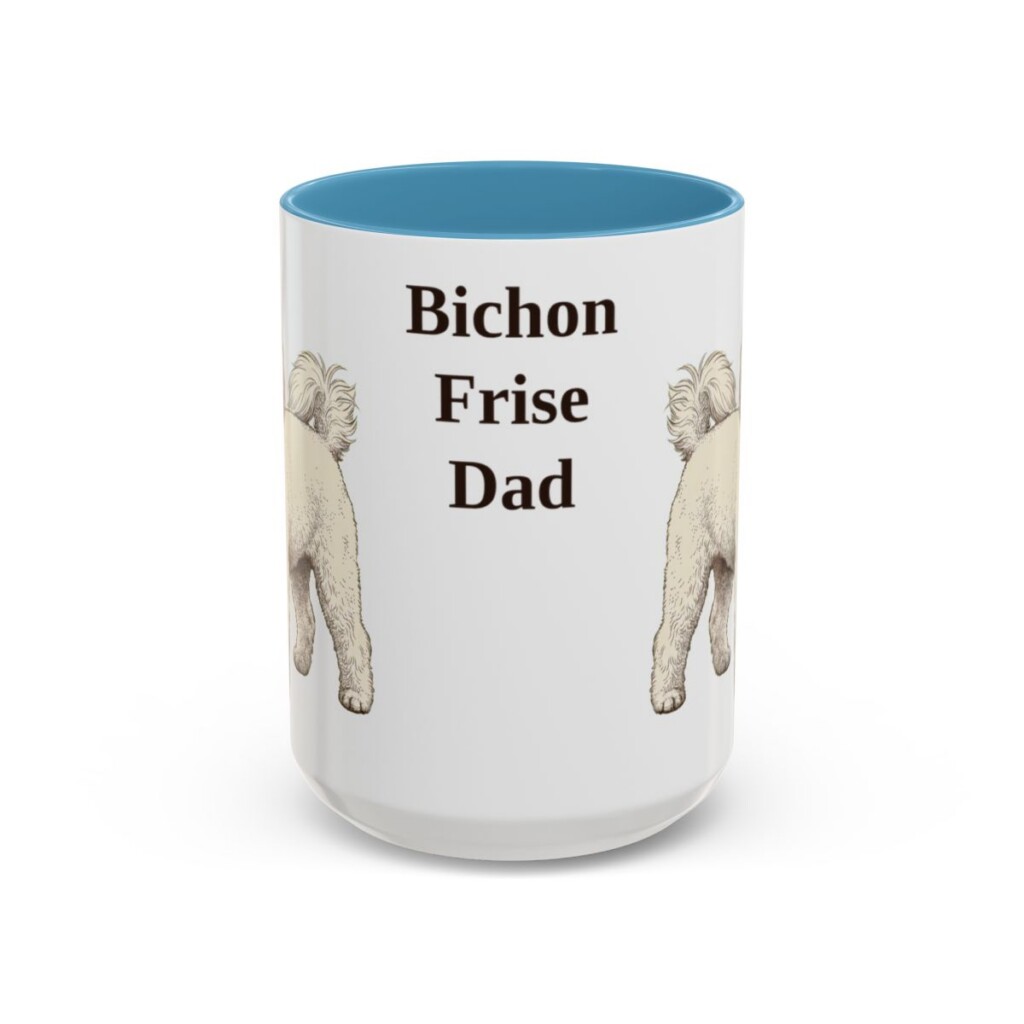 15oz Bichon Frise Dog Dad Mug, Vintage Sketch Coffee Mug, Dog Dad Gift
