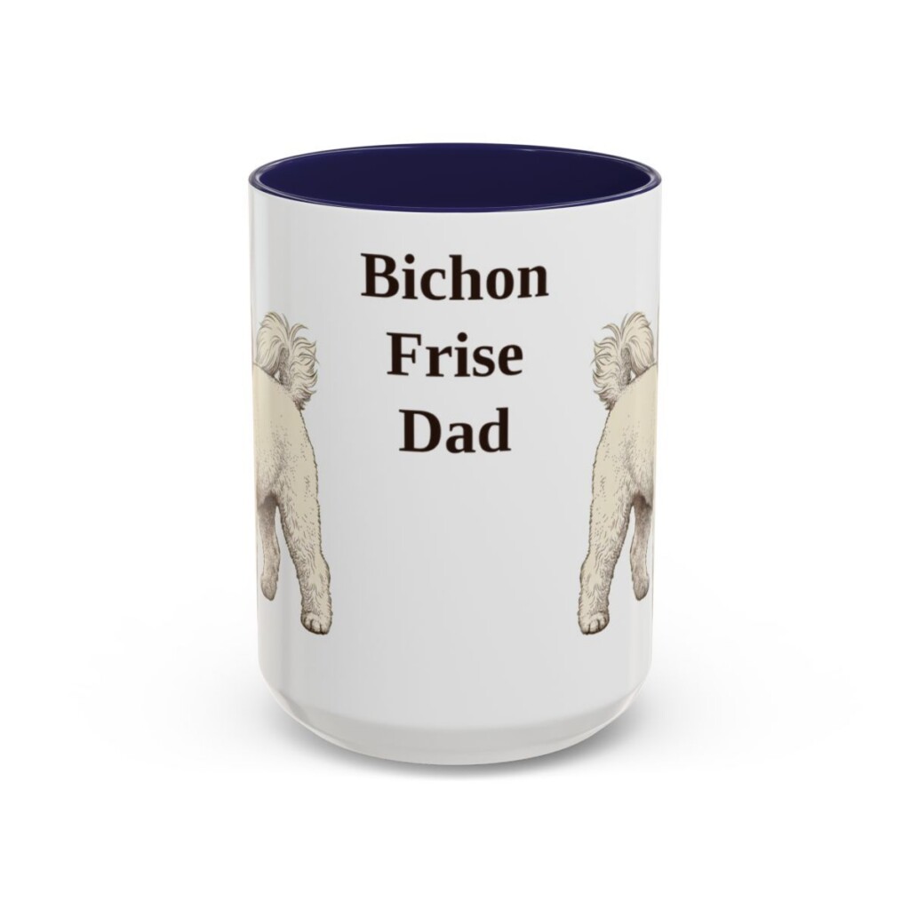 15oz Bichon Frise Dog Dad Mug, Vintage Sketch Coffee Mug, Dog Dad Gift