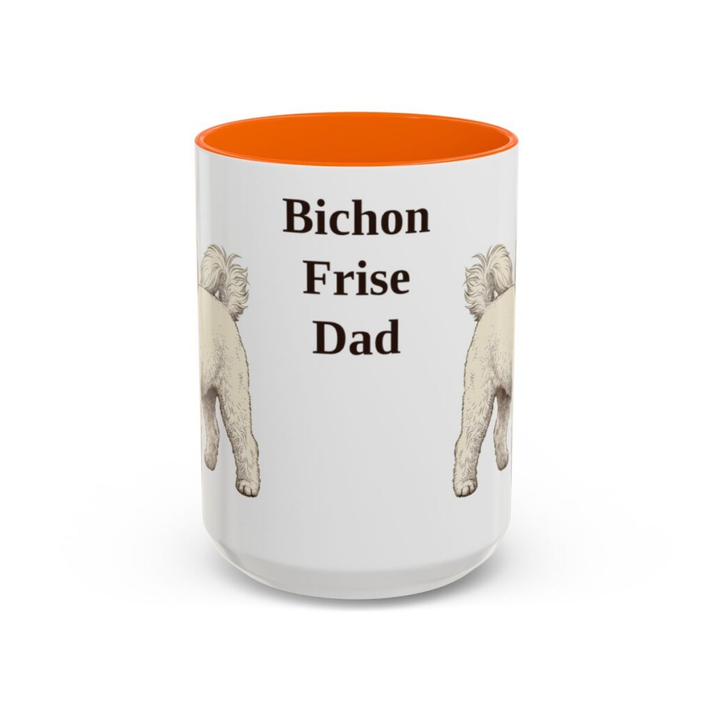 15oz Bichon Frise Dog Dad Mug, Vintage Sketch Coffee Mug, Dog Dad Gift