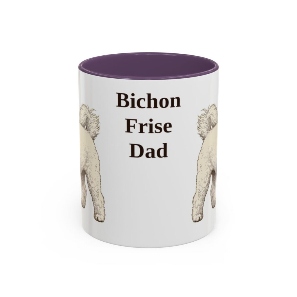 11oz Bichon Frise Dog Dad Mug, Vintage Sketch Coffee Mug, Dog Dad Gift