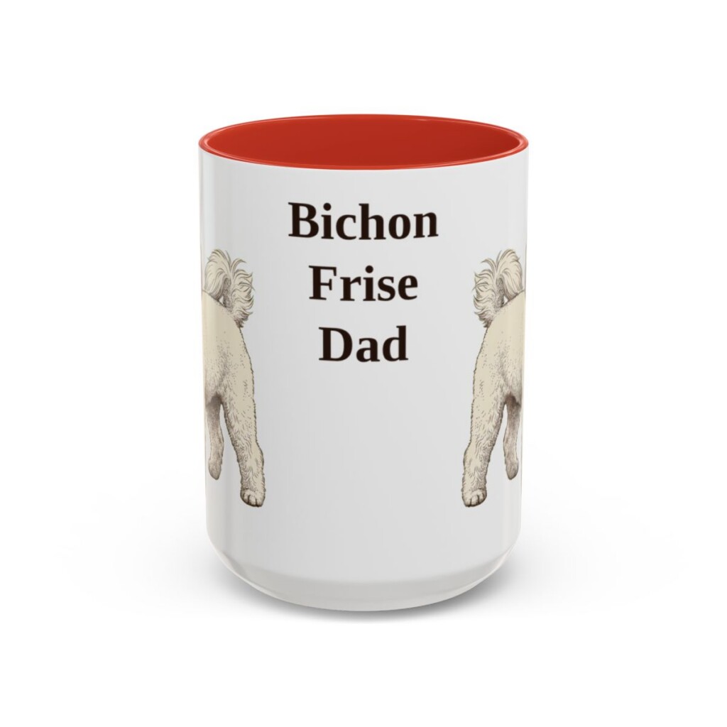 15oz Bichon Frise Dog Dad Mug, Vintage Sketch Coffee Mug, Dog Dad Gift