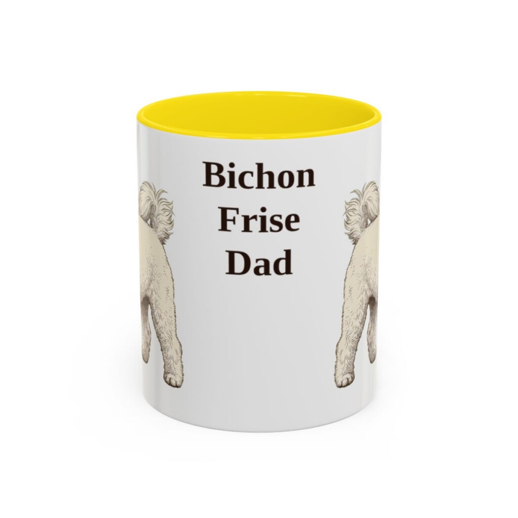 11oz Bichon Frise Dog Dad Mug, Vintage Sketch Coffee Mug, Dog Dad Gift