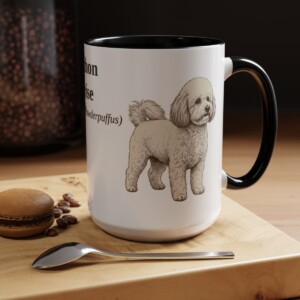 15oz Bichon Frise Latin Mug, Bichon Frise, Vintage Dog Coffee Mug, Dog Lover Gift