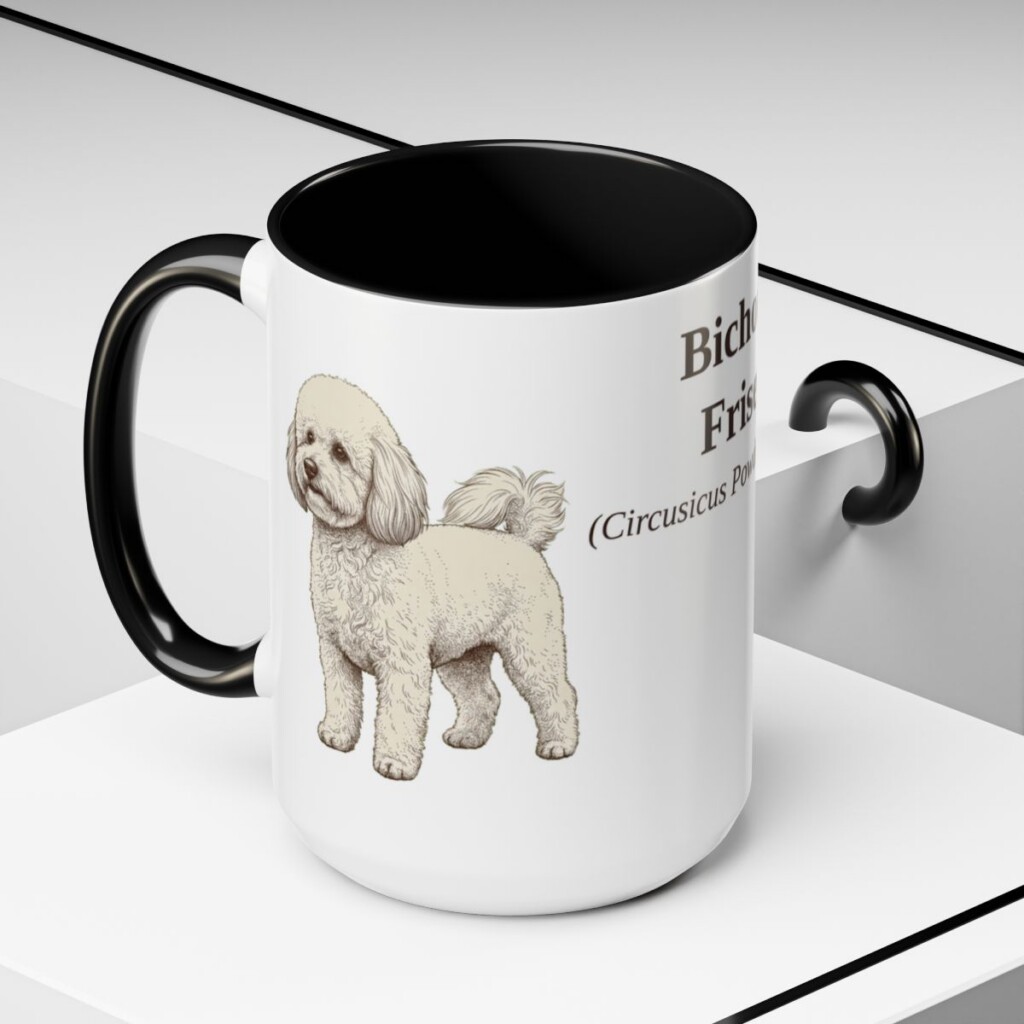 bichon-frise-mug-latin-black-context-2-3 15oz Bichon Frise Latin Mug, Bichon Frise, Vintage Dog Coffee Mug, Dog Lover Gift