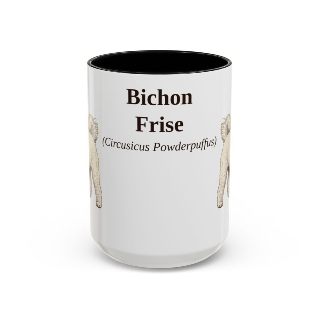 bichon-frise-mug-latin-black-front-3 15oz Bichon Frise Latin Mug, Bichon Frise, Vintage Dog Coffee Mug, Dog Lover Gift