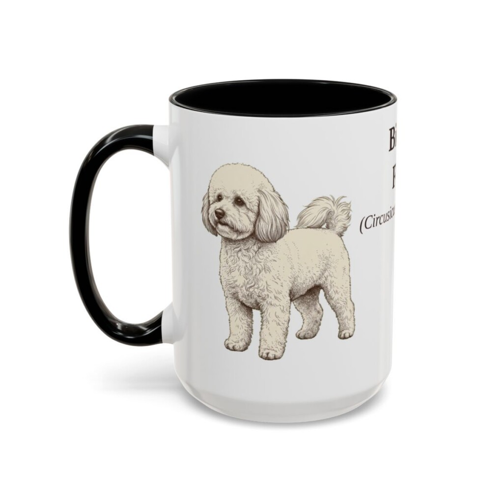 bichon-frise-mug-latin-black-left-3 15oz Bichon Frise Latin Mug, Bichon Frise, Vintage Dog Coffee Mug, Dog Lover Gift