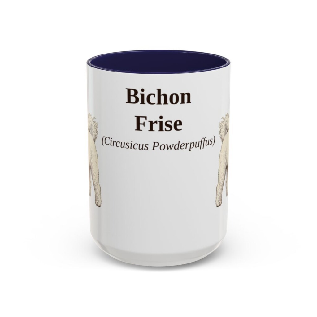 bichon-frise-mug-latin-navy-3 15oz Bichon Frise Latin Mug, Bichon Frise, Vintage Dog Coffee Mug, Dog Lover Gift