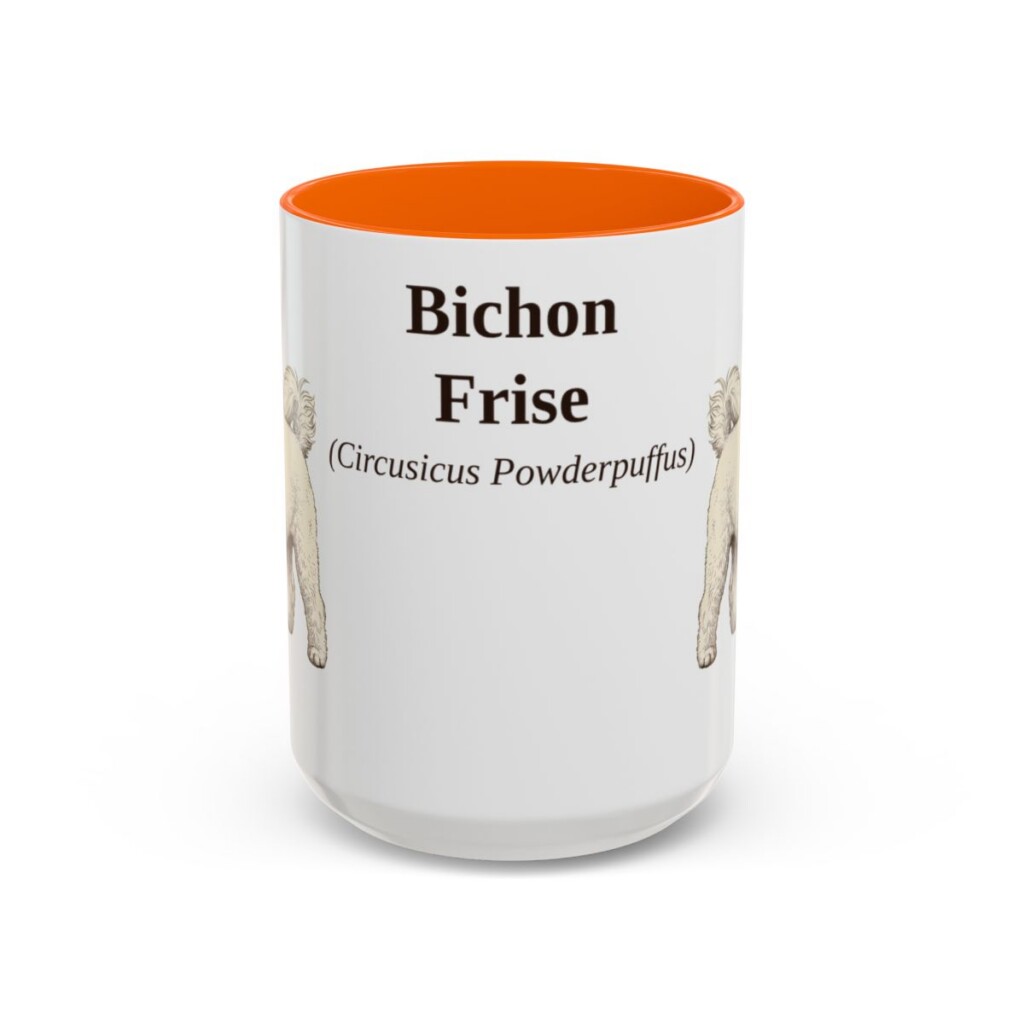 bichon-frise-mug-latin-orange-3 15oz Bichon Frise Latin Mug, Bichon Frise, Vintage Dog Coffee Mug, Dog Lover Gift