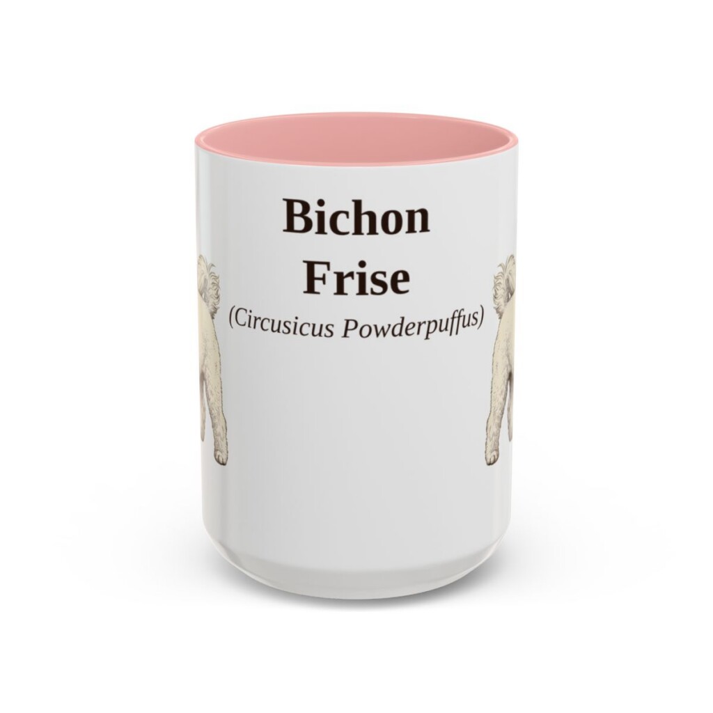bichon-frise-mug-latin-pink-3 15oz Bichon Frise Latin Mug, Bichon Frise, Vintage Dog Coffee Mug, Dog Lover Gift