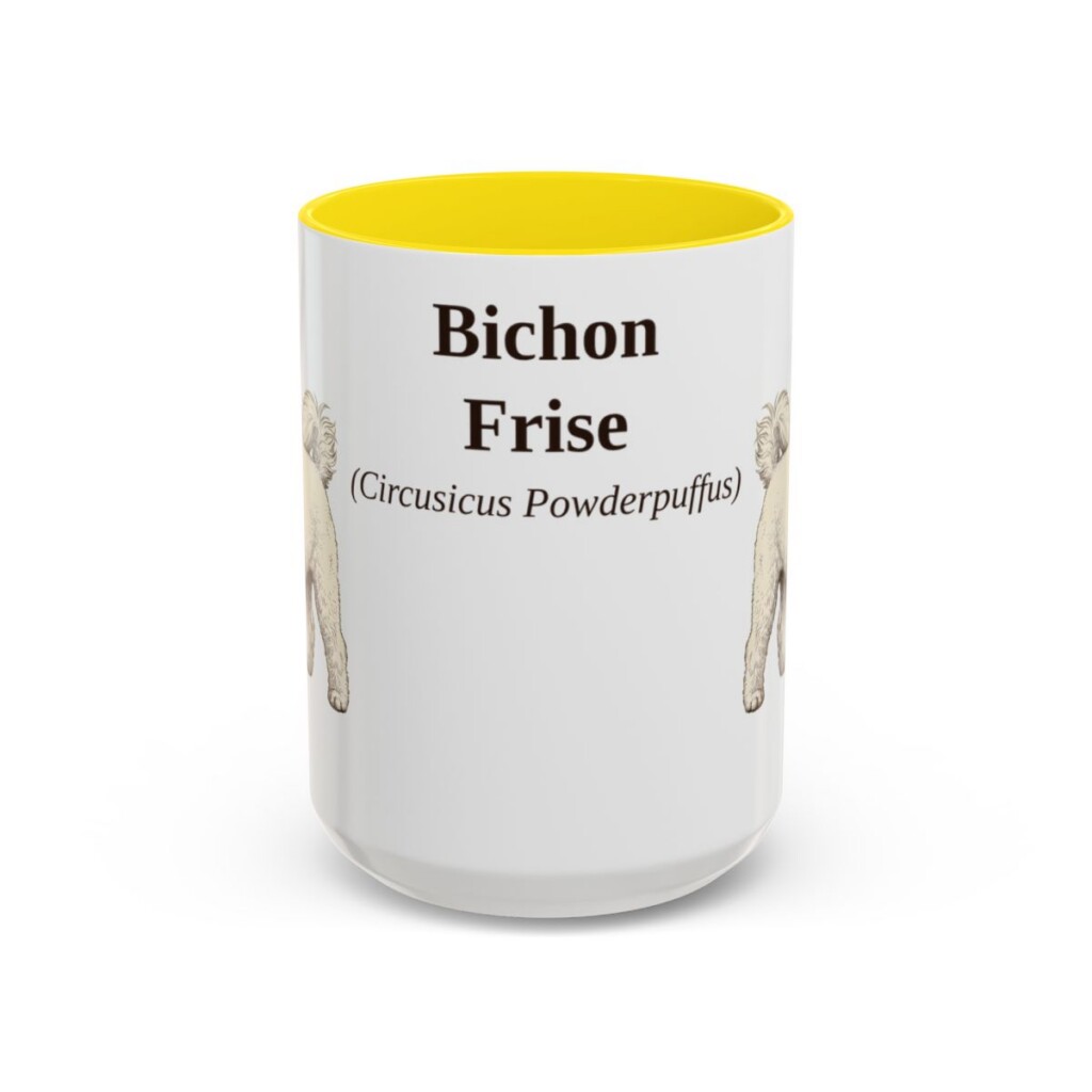 bichon-frise-mug-latin-yellow-3 15oz Bichon Frise Latin Mug, Bichon Frise, Vintage Dog Coffee Mug, Dog Lover Gift