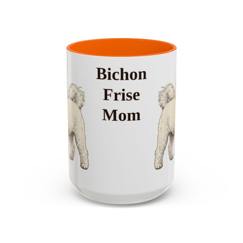 bichon-frise-mug-mom-orange-3 15oz Bichon Frise Dog Mom Mug, Vintage Sketch Coffee Mug, Dog Mom Gift