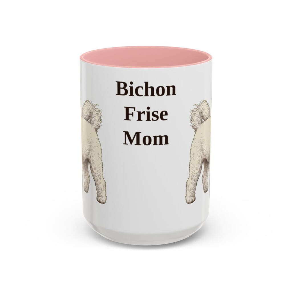 bichon-frise-mug-mom-pink-3 15oz Bichon Frise Dog Mom Mug, Vintage Sketch Coffee Mug, Dog Mom Gift