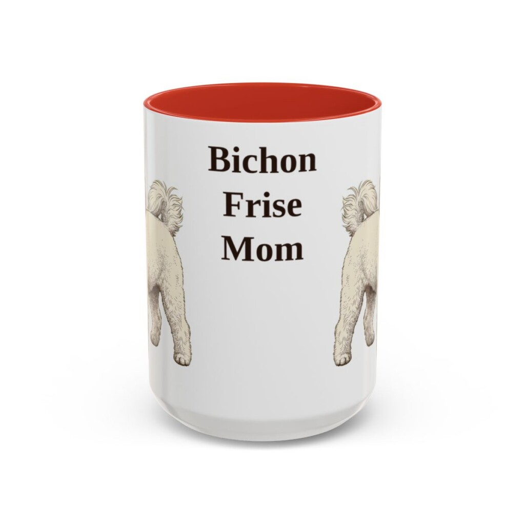 bichon-frise-mug-mom-red-3 15oz Bichon Frise Dog Mom Mug, Vintage Sketch Coffee Mug, Dog Mom Gift