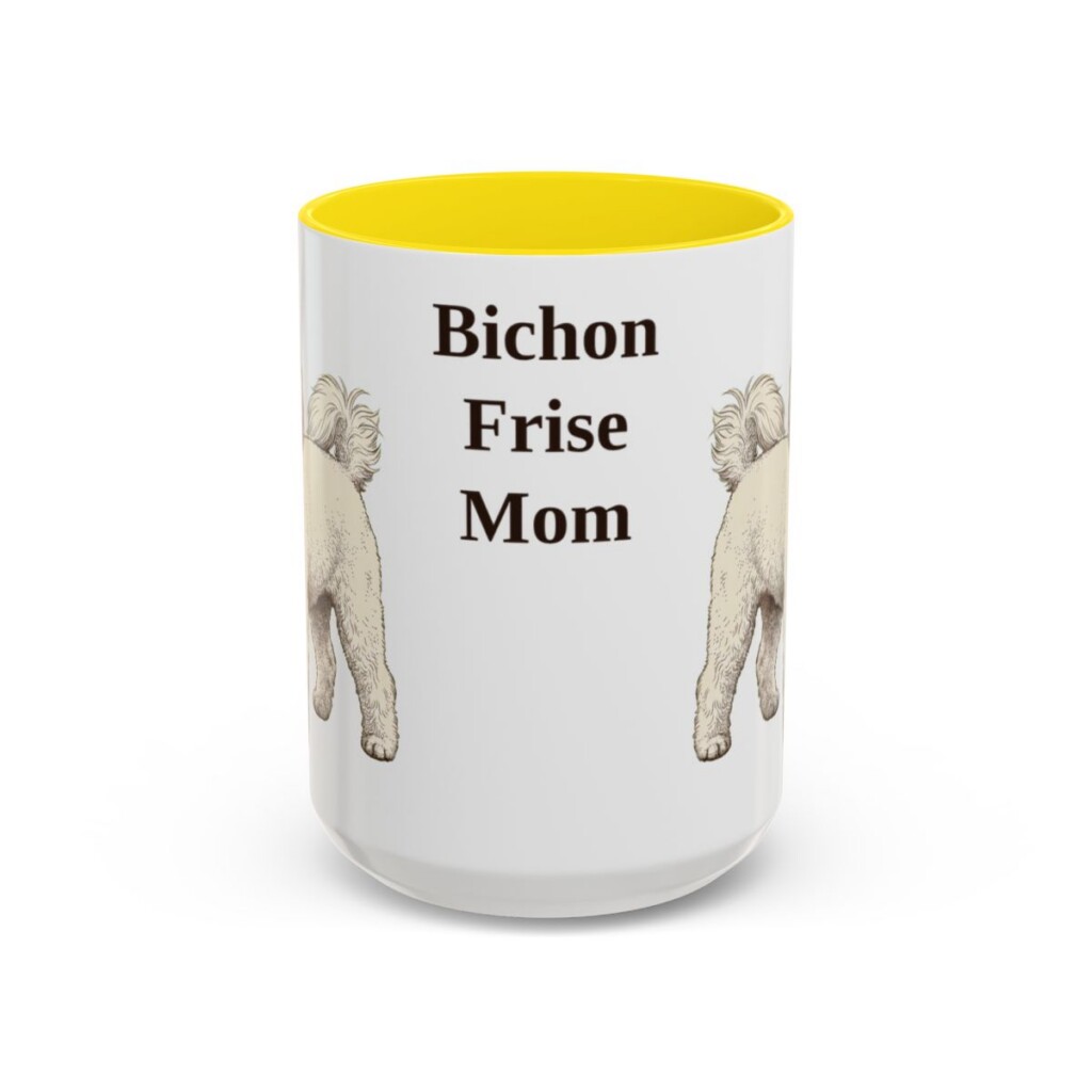 bichon-frise-mug-mom-yellow-3 15oz Bichon Frise Dog Mom Mug, Vintage Sketch Coffee Mug, Dog Mom Gift
