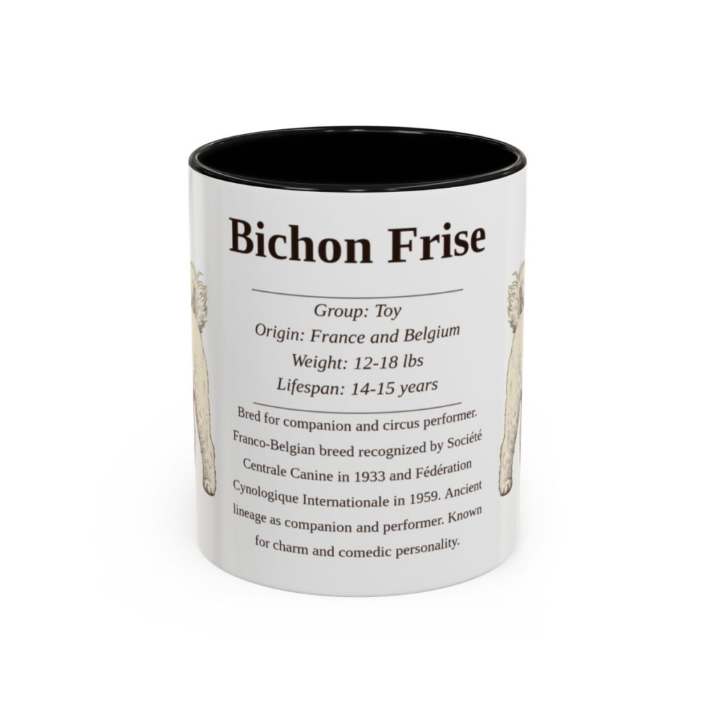 11oz Bichon Frise Mug, Illustrated Dog Breed Facts Coffee Mug, Vintage Dog Keepsake Gift