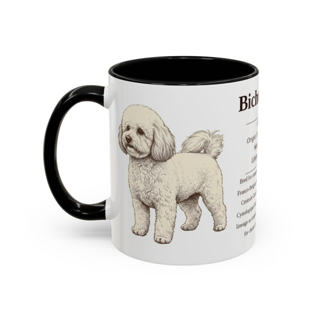 11oz Bichon Frise Mug, Illustrated Dog Breed Facts Coffee Mug, Vintage Dog Keepsake Gift