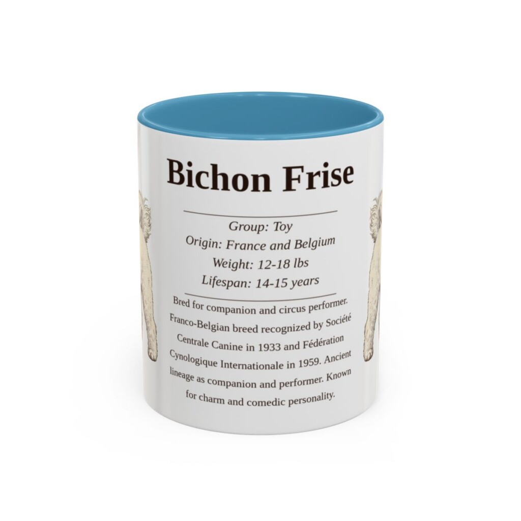 11oz Bichon Frise Mug, Illustrated Dog Breed Facts Coffee Mug, Vintage Dog Keepsake Gift