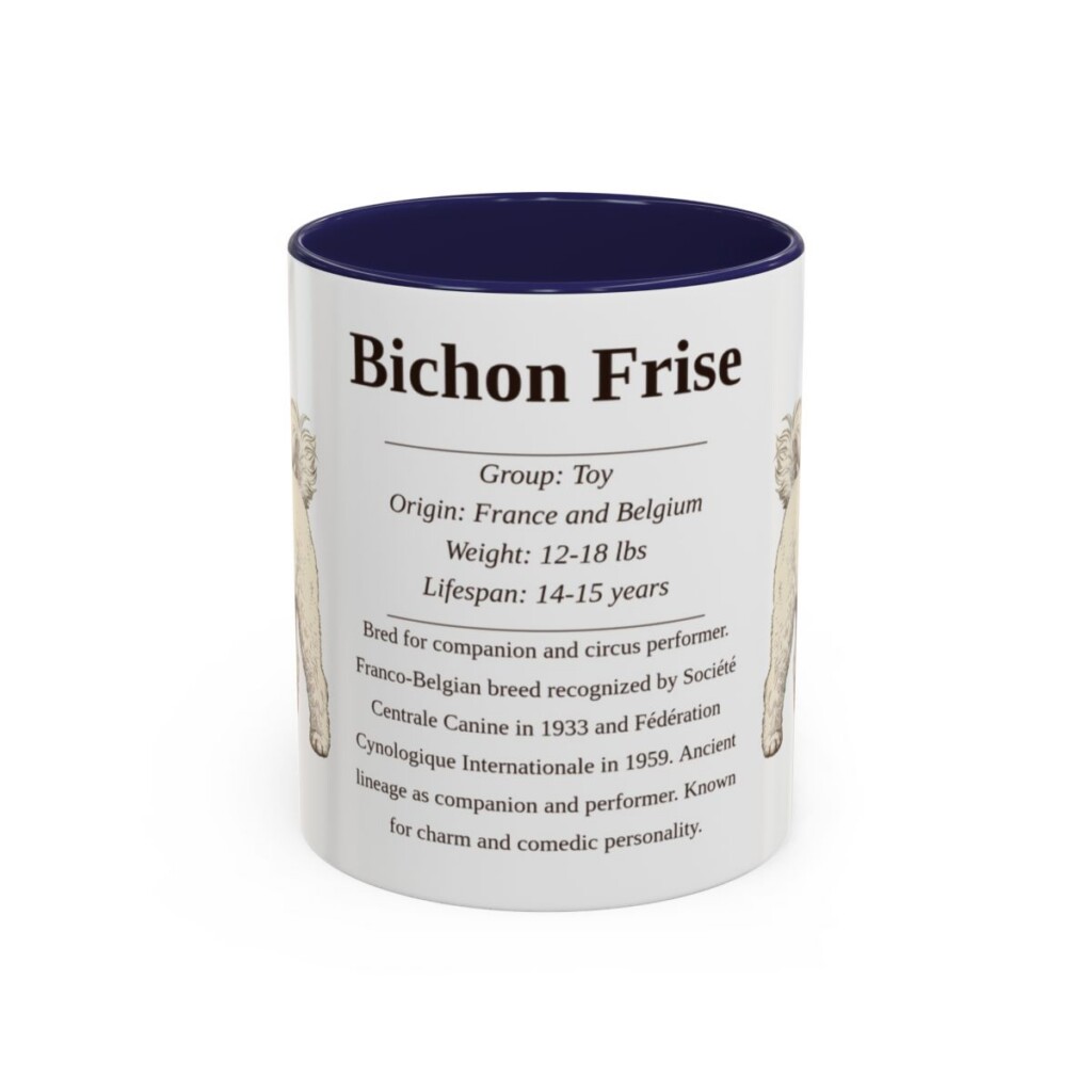 11oz Bichon Frise Mug, Illustrated Dog Breed Facts Coffee Mug, Vintage Dog Keepsake Gift