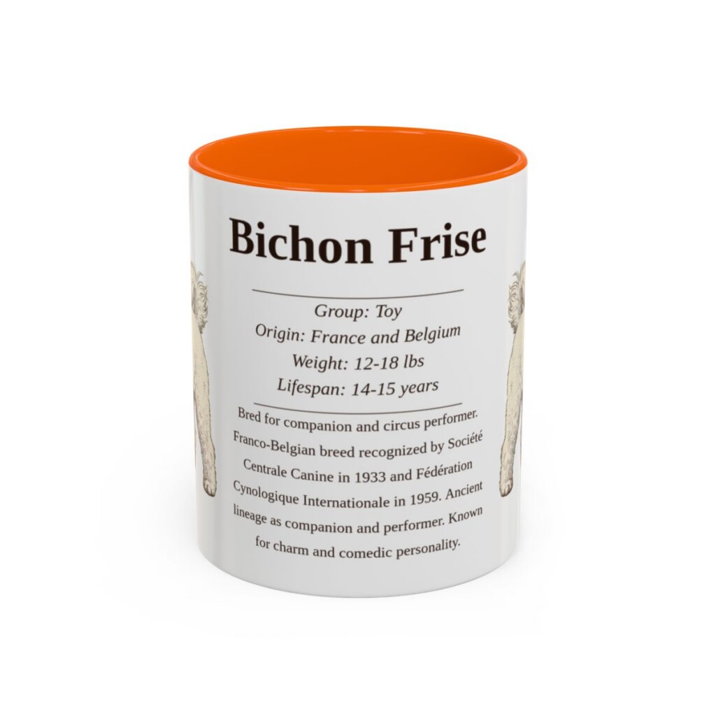 11oz Bichon Frise Mug, Illustrated Dog Breed Facts Coffee Mug, Vintage Dog Keepsake Gift